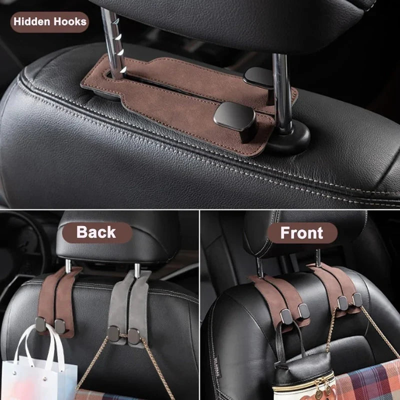 Car Headrest Hooks Foldable Double Hook Set of 2