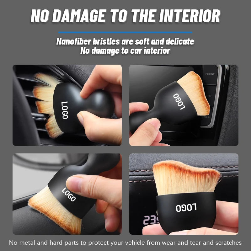 Car Interior Detailing Brush Soft Bristles Non-Slip Ergonomic Handle Wet or Dry Use