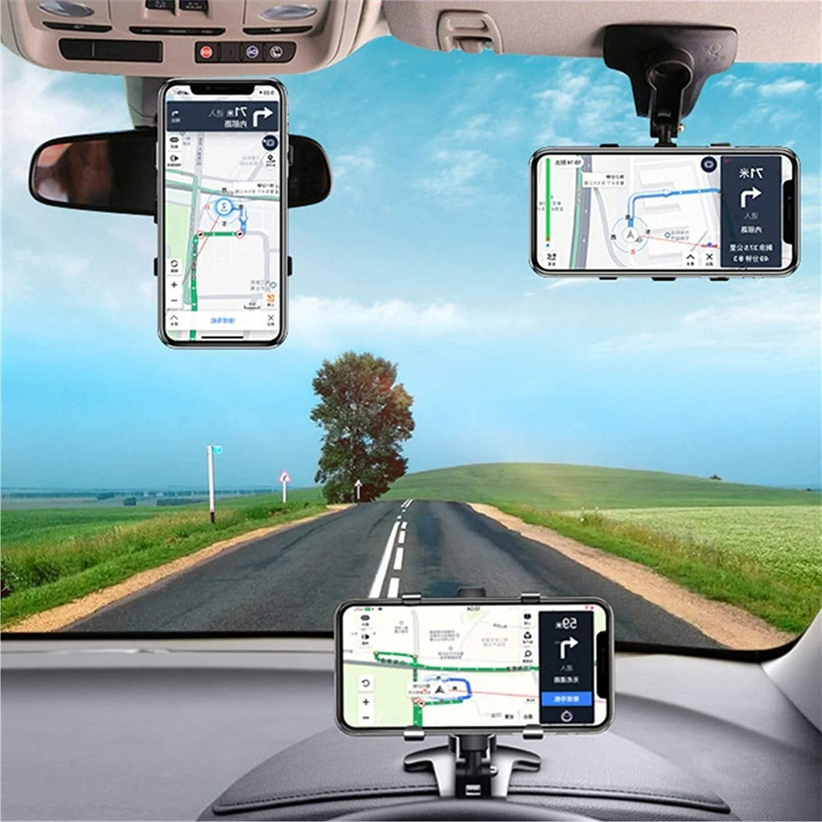 Car Phone Holder 360° Rotating Multi-Mount One-Hand Release