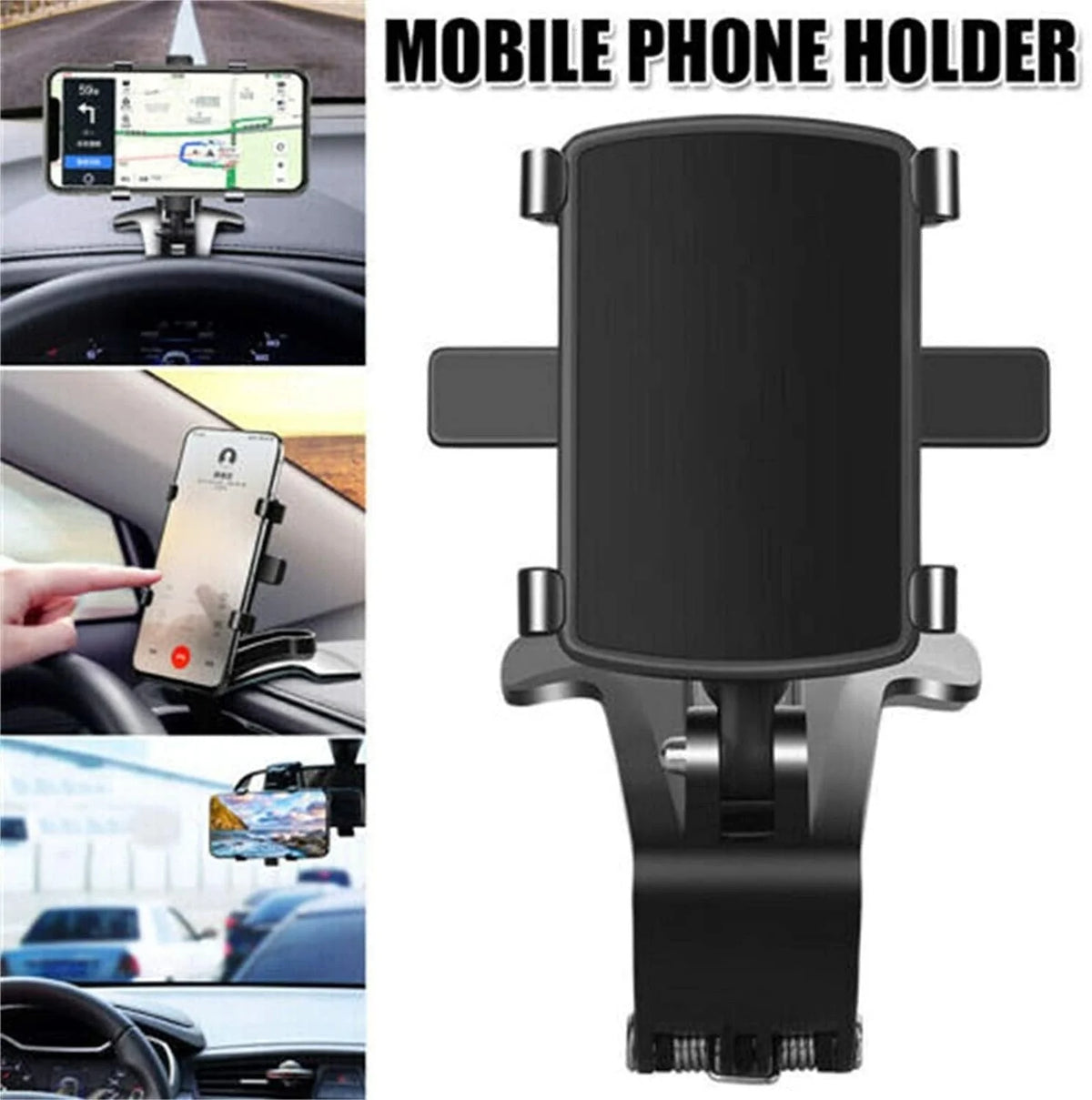 Car Phone Holder 360° Rotating Multi-Mount One-Hand Release
