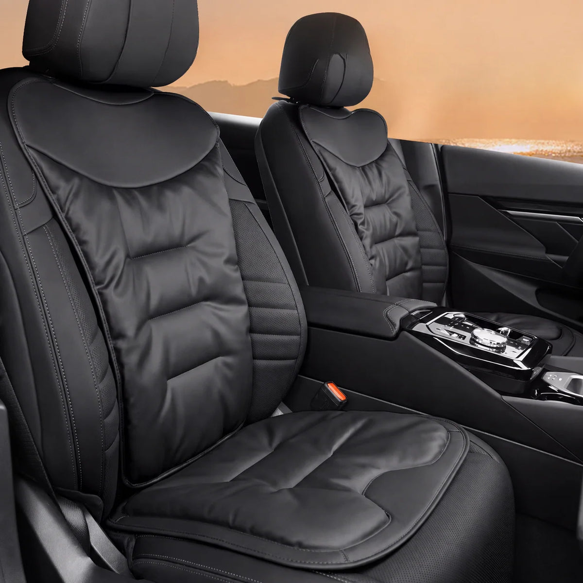 Car Seat Cushion Contoured Lumbar Support Faux Leather