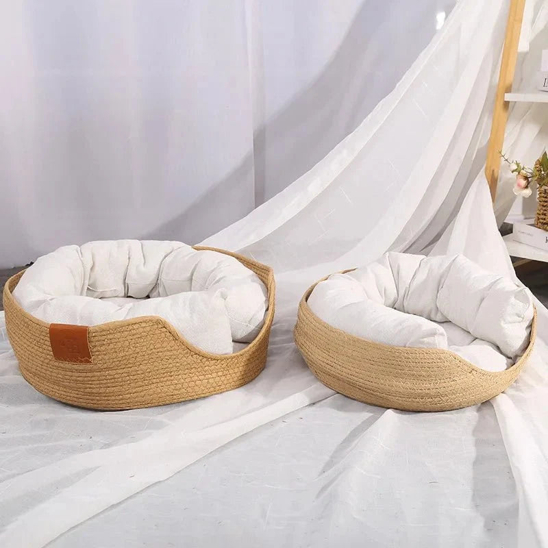 Cat Bed Bamboo Frame Removable Washable Cover