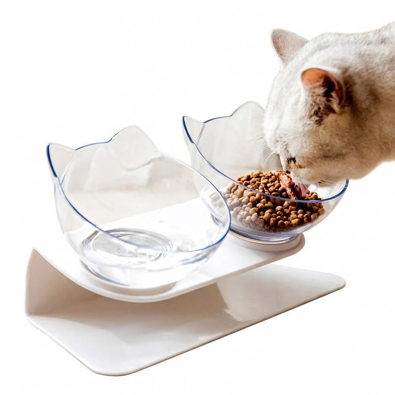 Cat Bowl Elevated Angled Design Non-Slip Base Separable Bowls