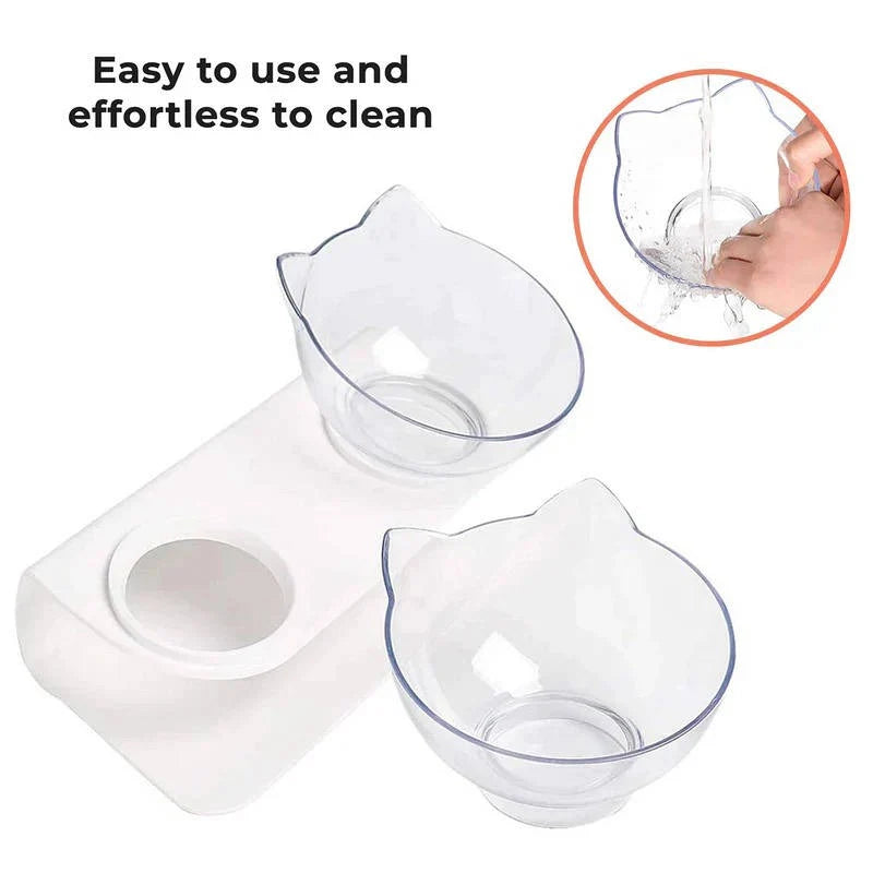 Cat Bowl Elevated Angled Design Non-Slip Base Separable Bowls