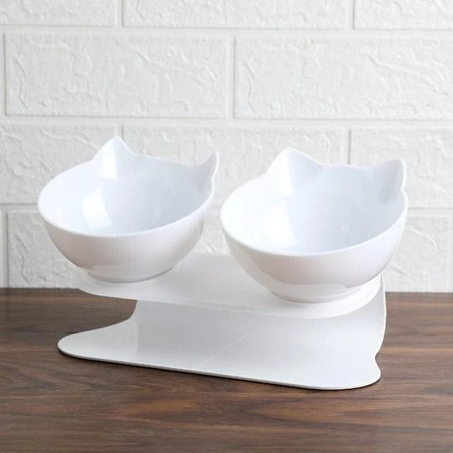 Cat Bowl Elevated Angled Design Non-Slip Base Separable Bowls