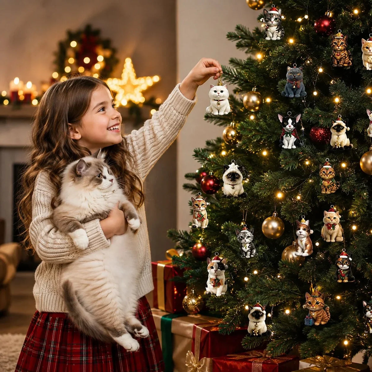 Cat Figurine Advent Calendar 24-Day Reusable Plastic Christmas Decor