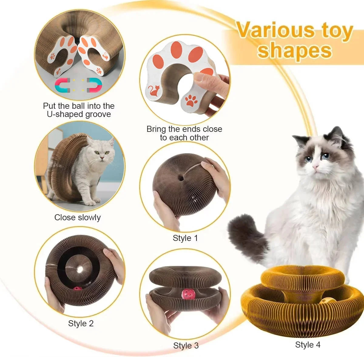 Cat Scratcher Magnetic Reshapable Panels & Enclosed Ball Track