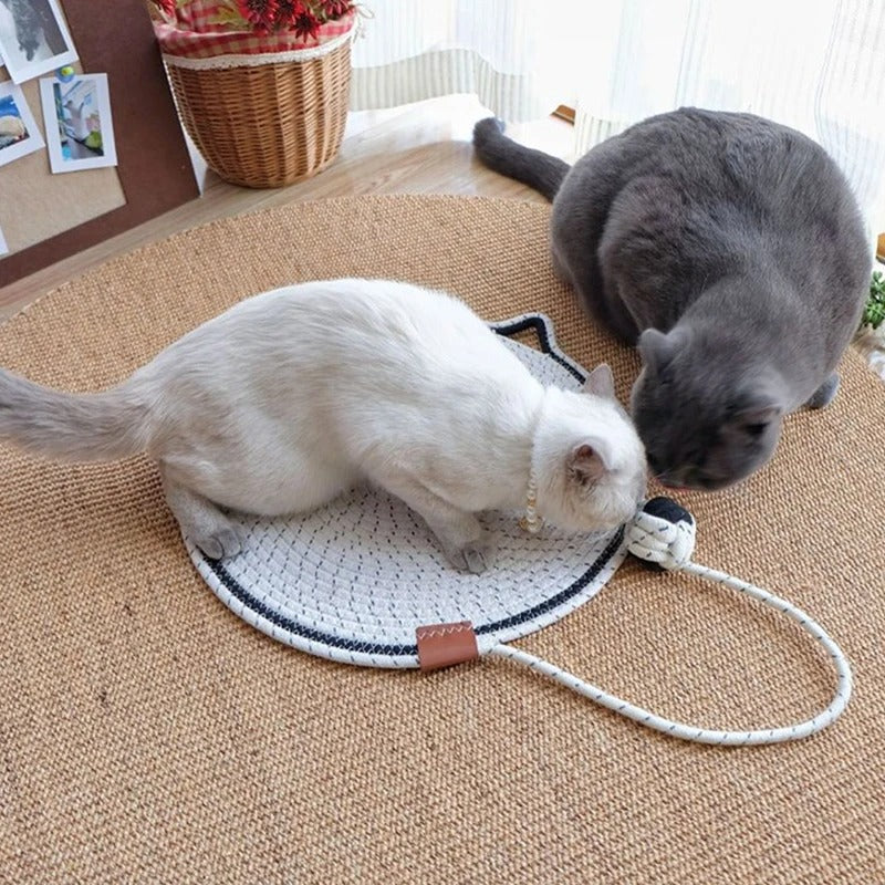 Cat Scratching Mat Natural Sisal Double-Sided Attached Toy