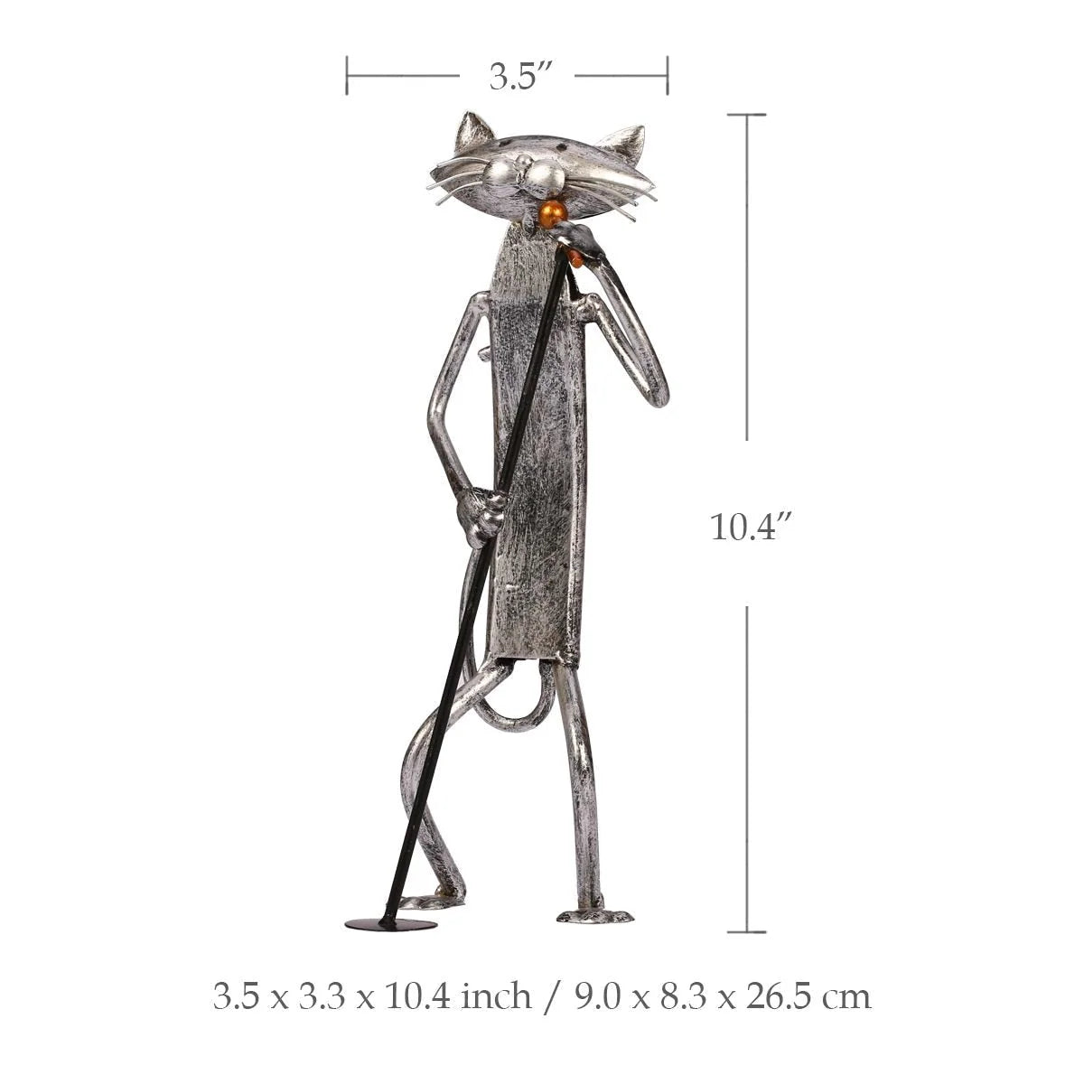 Cat Sculpture Handcrafted Iron Musician Design