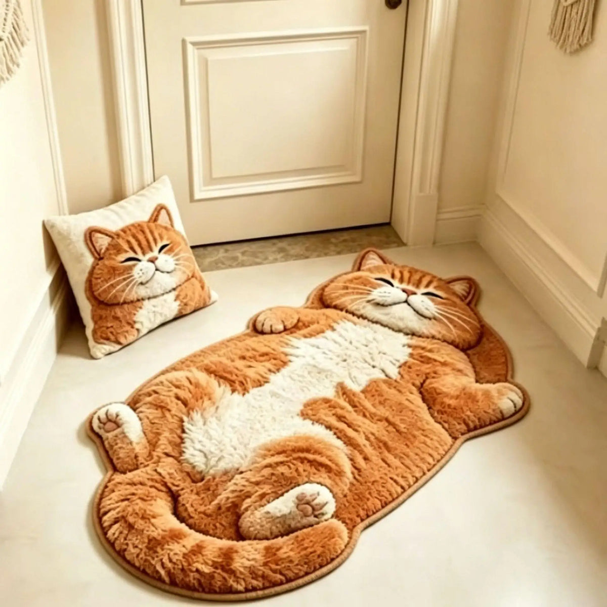 Cat Shaped Rug Soft Washable Non-Slip Backing