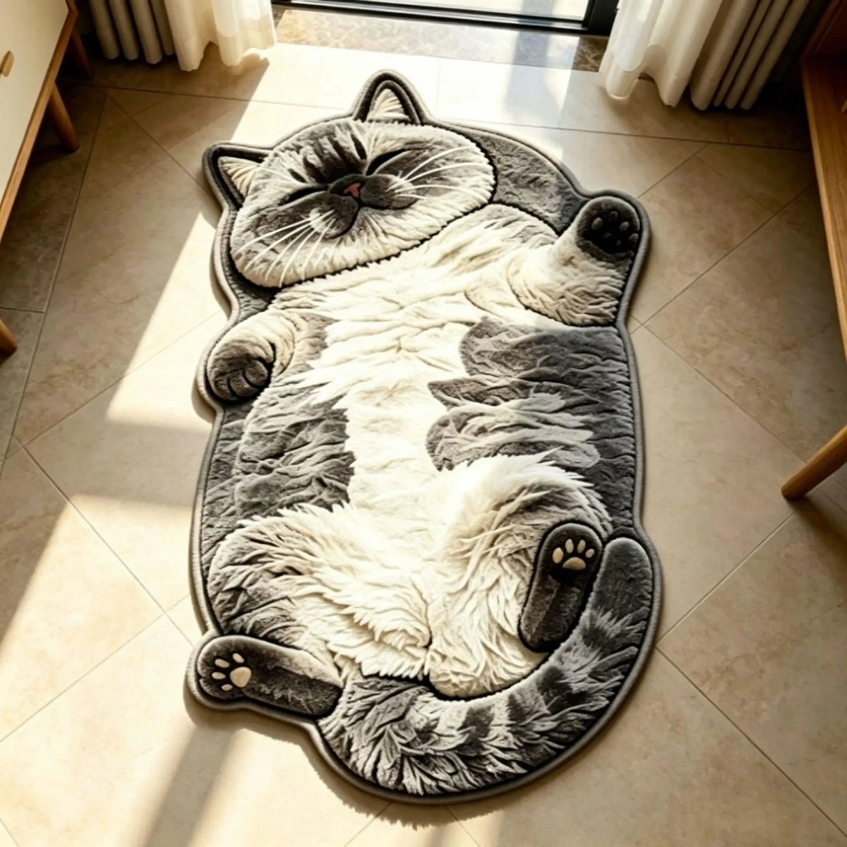 Cat Shaped Rug Soft Washable Non-Slip Backing