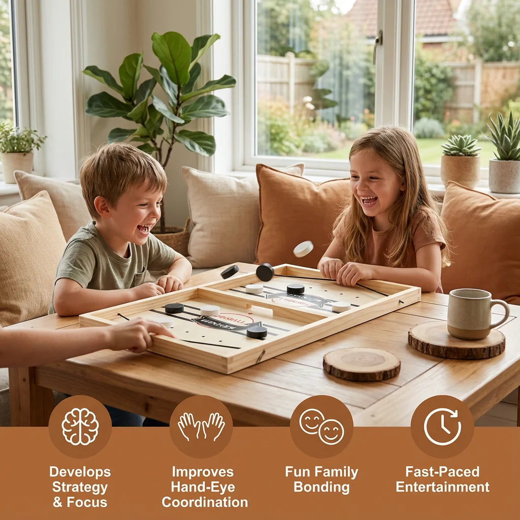 Catapult Board Game Natural Wood Dual Launch Mechanism