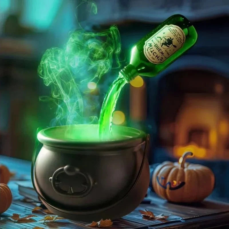 Cauldron Decoration Ultrasonic Mist Green LED USB Powered