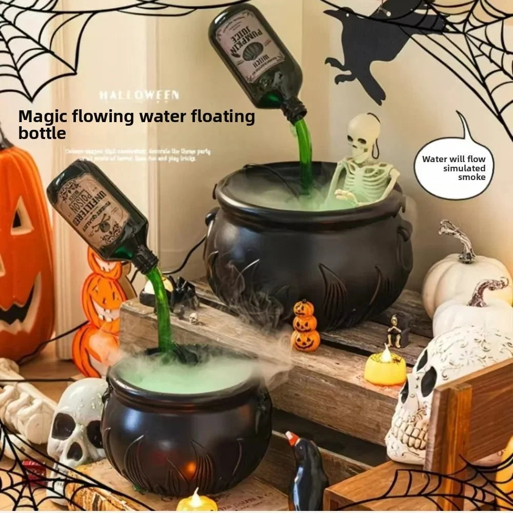 Cauldron Decoration Ultrasonic Mist Green LED USB Powered