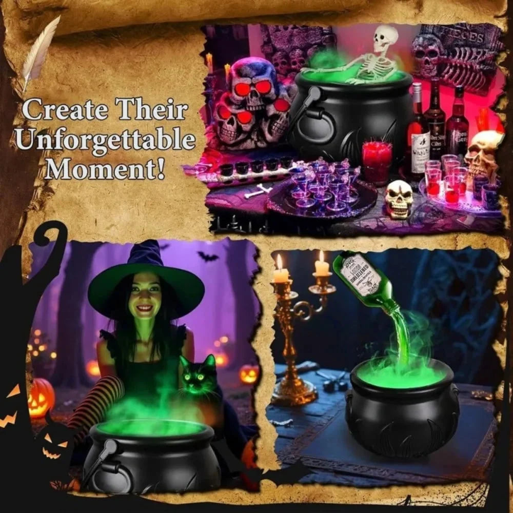 Cauldron Decoration Ultrasonic Mist Green LED USB Powered
