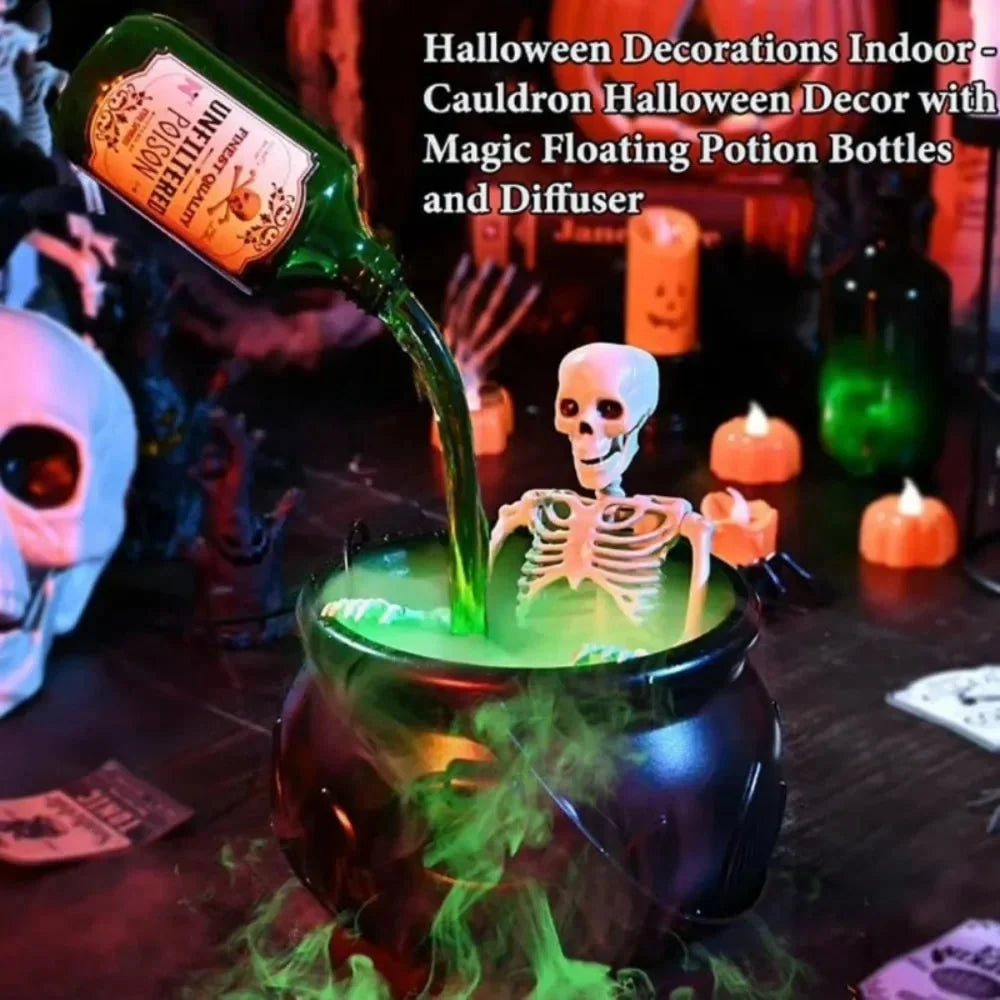 Cauldron Decoration Ultrasonic Mist Green LED USB Powered