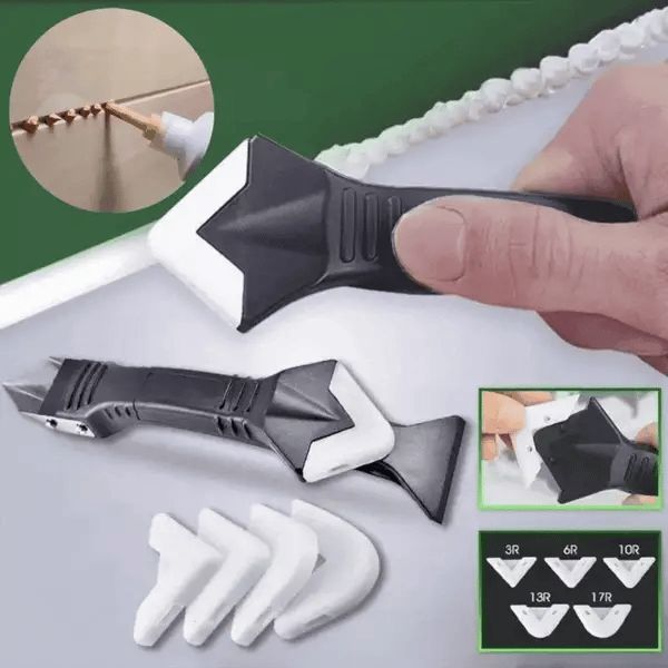 Caulk Removal Tool Stainless Steel Scraper Adjustable Rubber Blade
