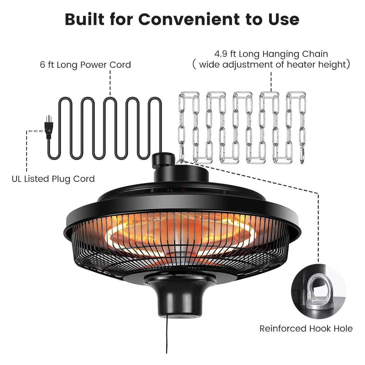 Ceiling Heater 1500W Outdoor IPX4 Water-Resistant