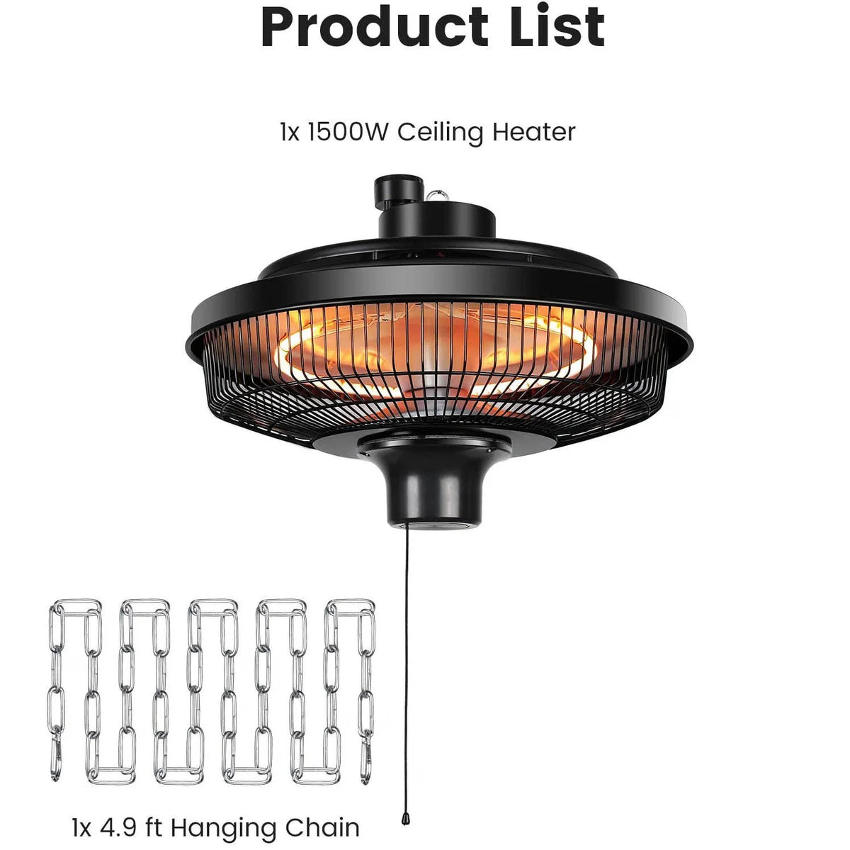 Ceiling Heater 1500W Outdoor IPX4 Water-Resistant