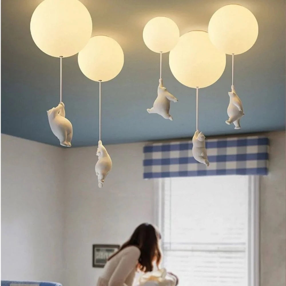 Ceiling Light Bear & Balloon Design Soft Ambient Glow