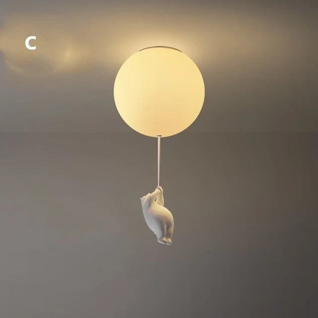 Ceiling Light Bear & Balloon Design Soft Ambient Glow