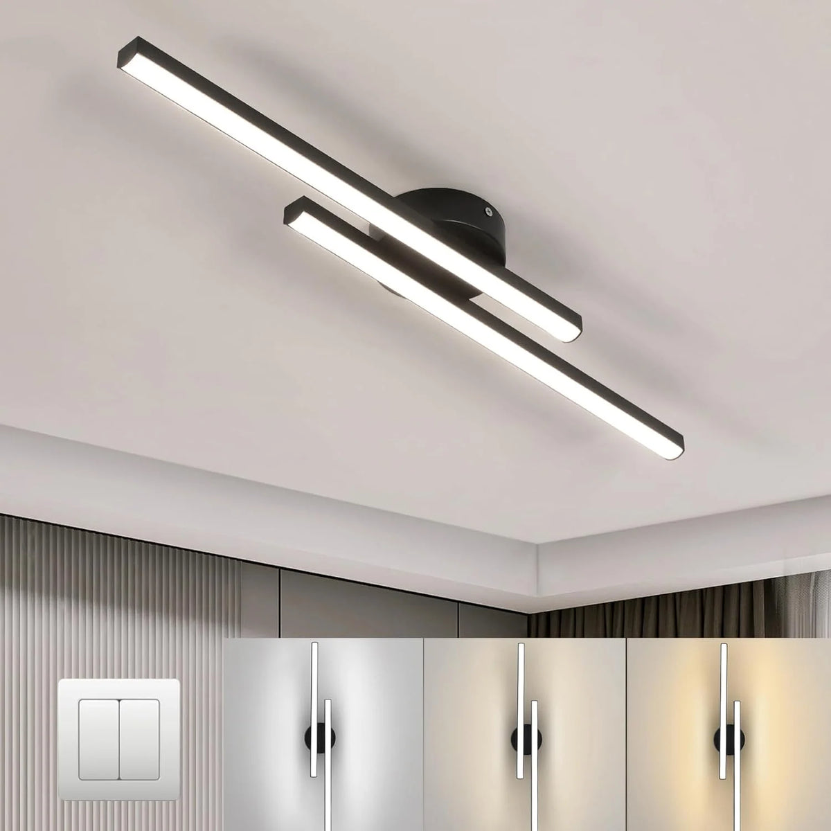 Ceiling Light Double Linear LED Semi-Flush Mount
