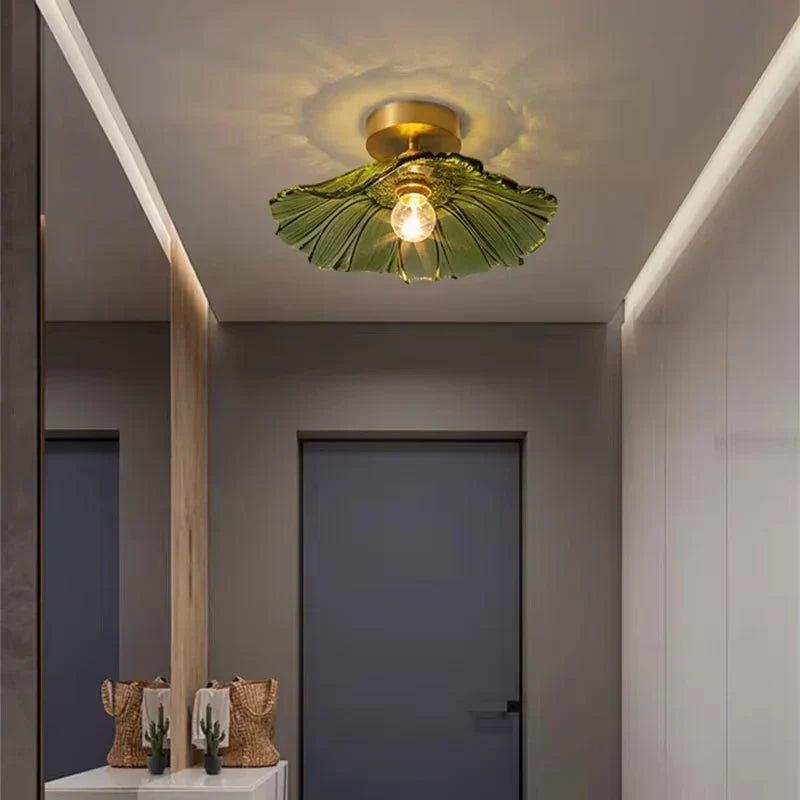 Ceiling Light Flower-Shaped Glass Shade 5W LED Surface-Mounted