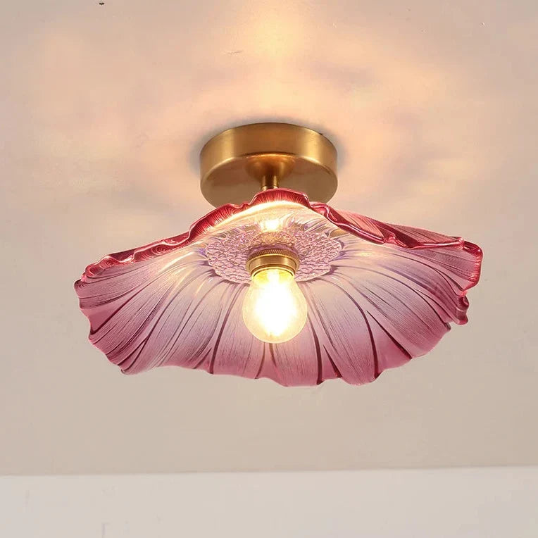 Ceiling Light Flower-Shaped Glass Shade 5W LED Surface-Mounted