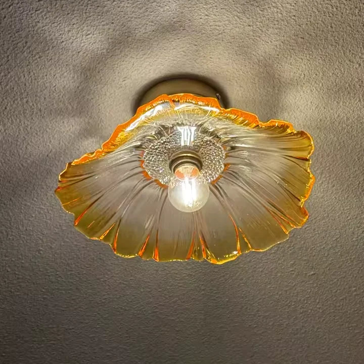 Ceiling Light Flower-Shaped Glass Shade 5W LED Surface-Mounted