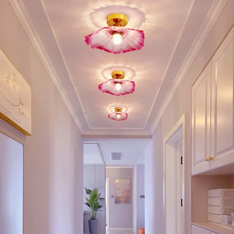 Ceiling Light Flower-Shaped Glass Shade 5W LED Surface-Mounted