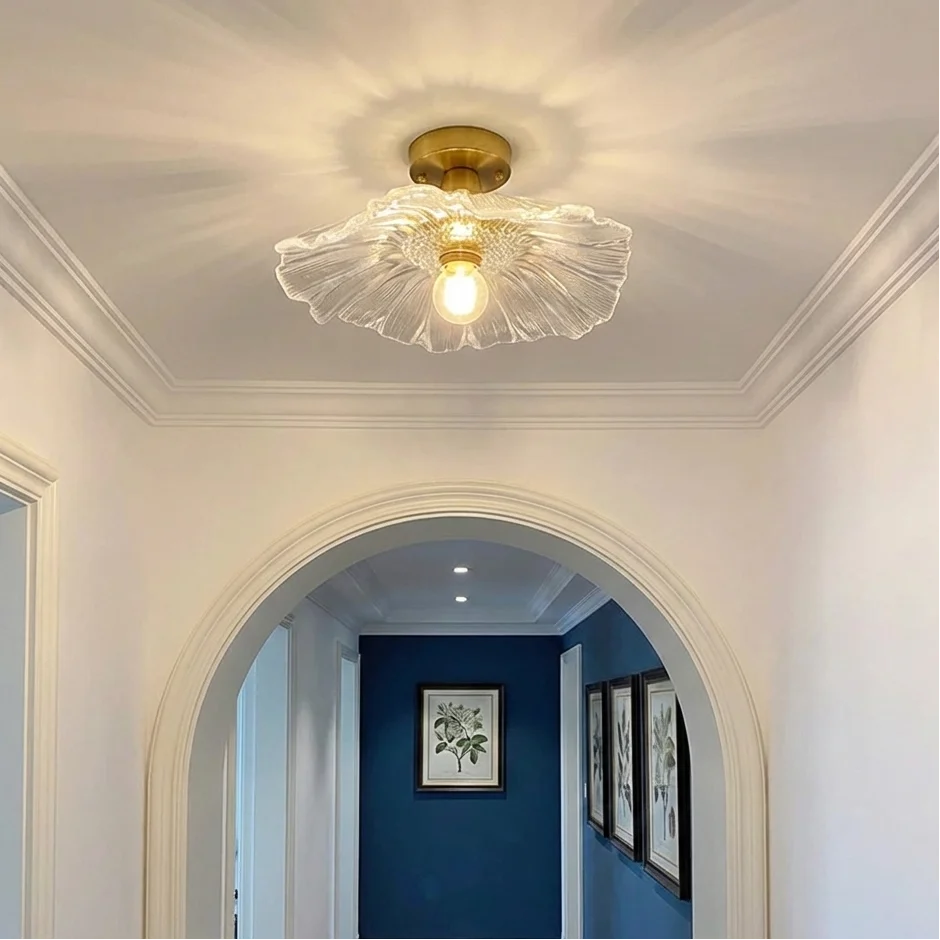 Ceiling Light Flower-Shaped Glass Shade 5W LED Surface-Mounted