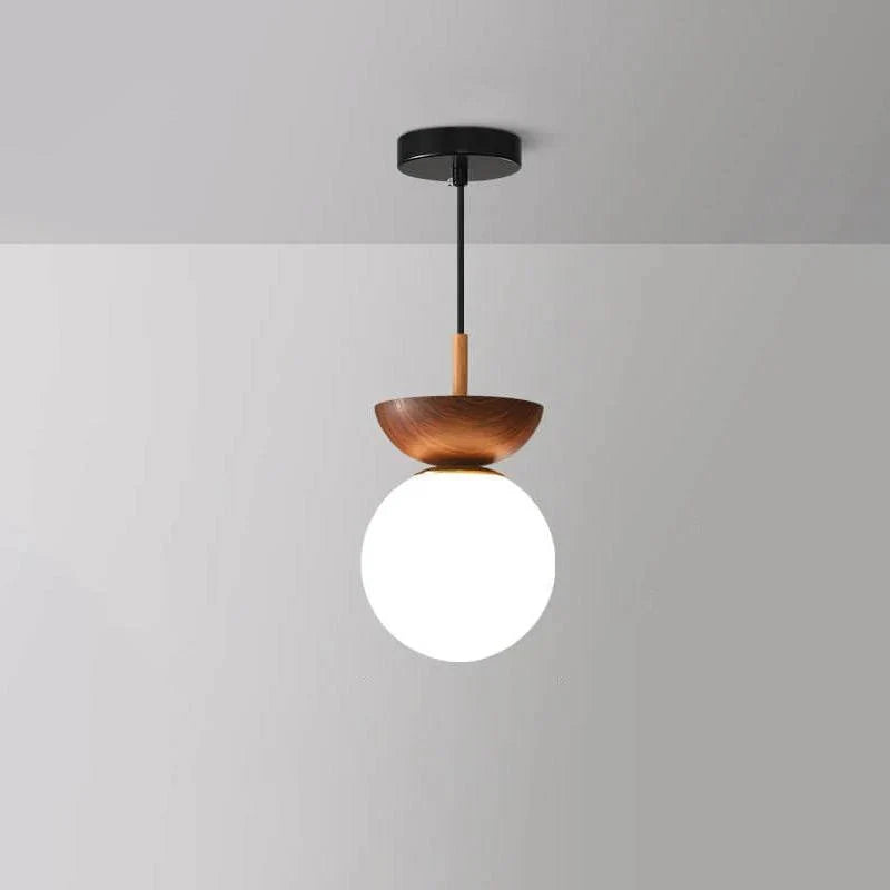 Ceiling Light Glass Globe Wood Grain Design E14 Socket