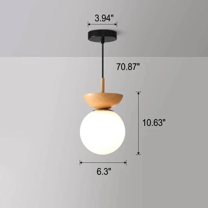 Ceiling Light Glass Globe Wood Grain Design E14 Socket