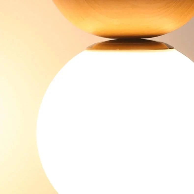 Ceiling Light Glass Globe Wood Grain Design E14 Socket