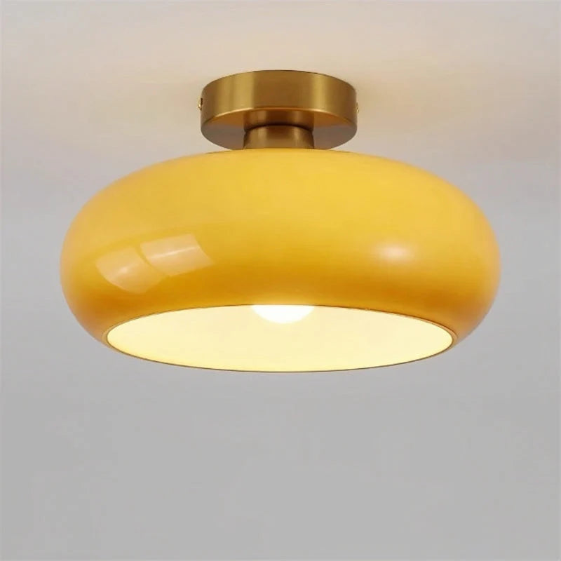 Ceiling Light Hand-Blown Glass Brass-Tone Finish