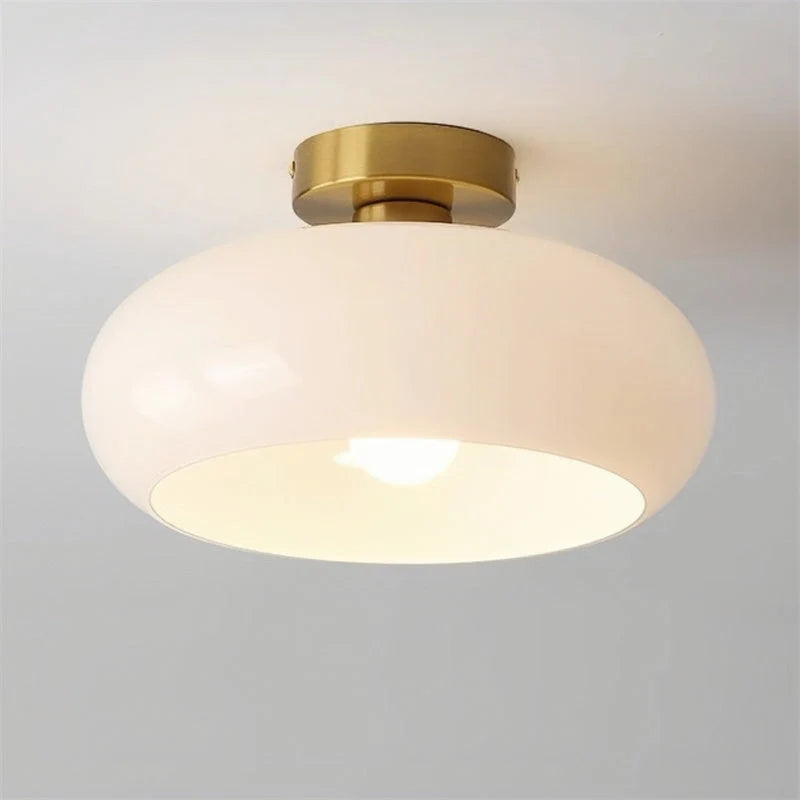 Ceiling Light Hand-Blown Glass Brass-Tone Finish