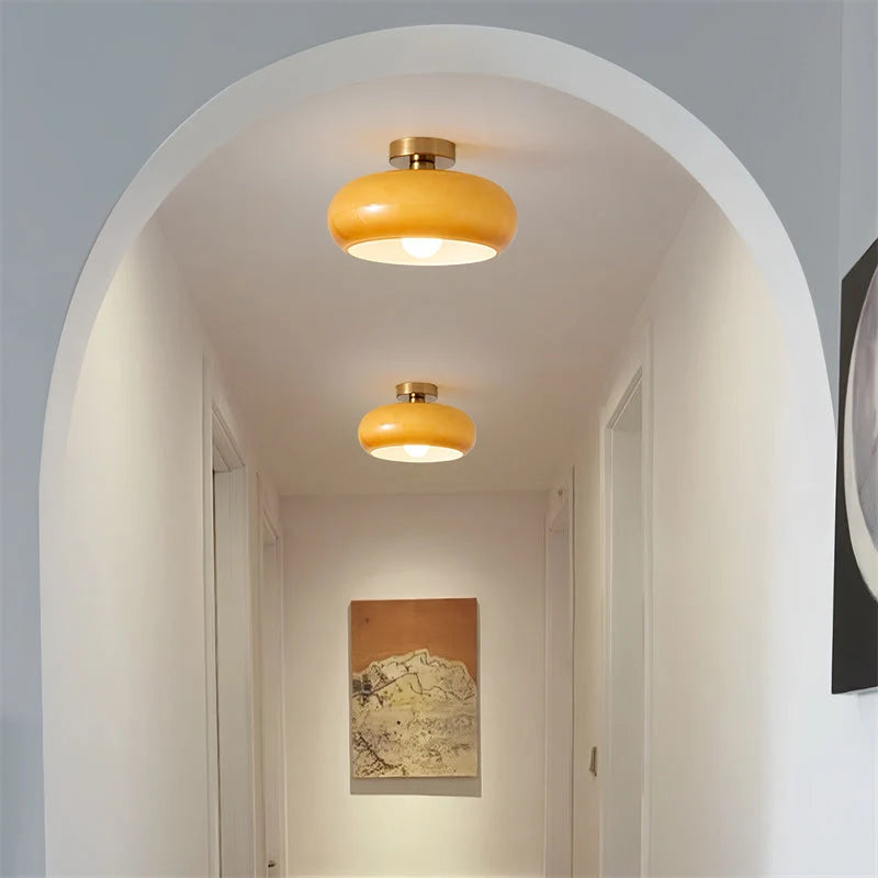 Ceiling Light Hand-Blown Glass Brass-Tone Finish
