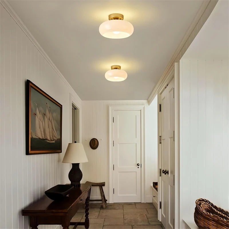 Ceiling Light Hand-Blown Glass Brass-Tone Finish