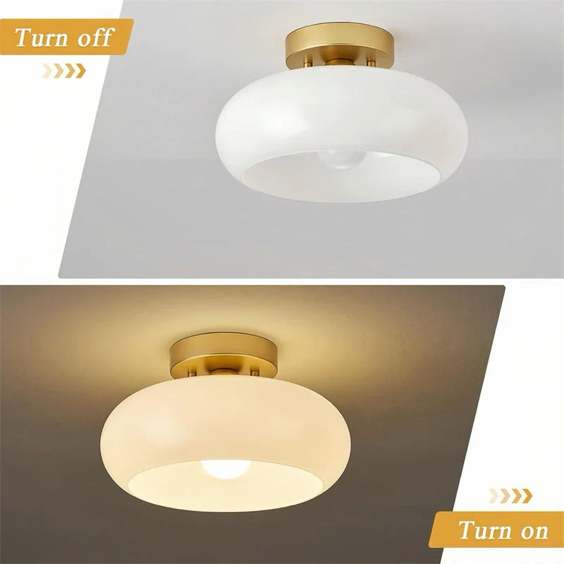Ceiling Light Hand-Blown Glass Brass-Tone Finish