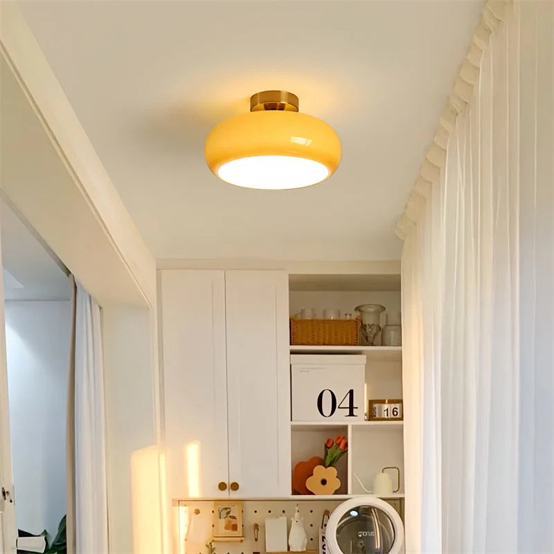 Ceiling Light Hand-Blown Glass Brass-Tone Finish