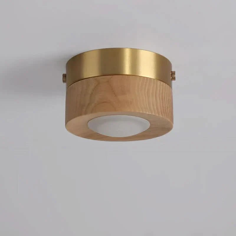 Ceiling Light Natural Wood Integrated LED Three-Color Lighting