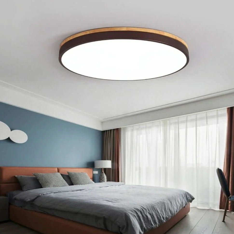 Ceiling Light Natural Wood Metal Adjustable Color Temperature