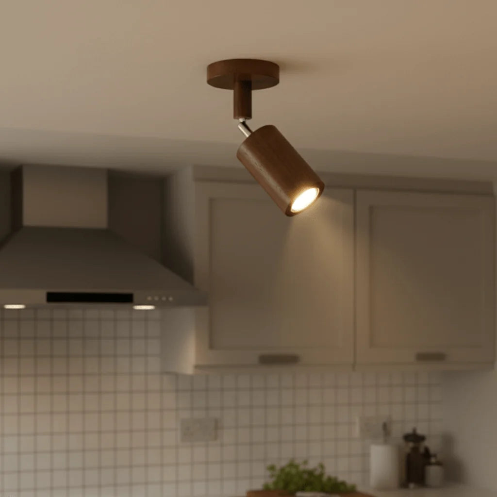 Ceiling Light Solid Wood Adjustable Directional Heads