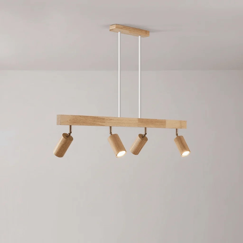Ceiling Light Solid Wood Adjustable Directional Heads