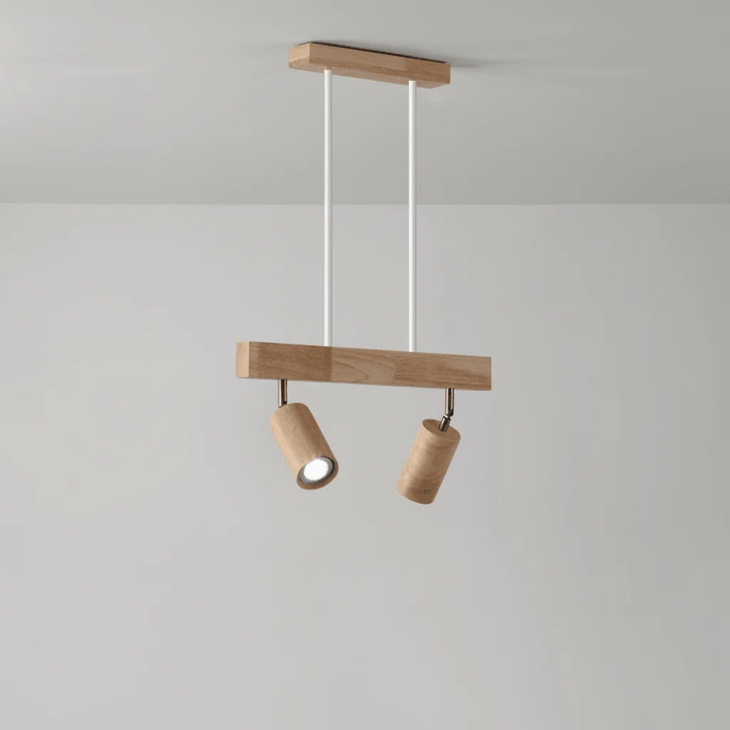 Ceiling Light Solid Wood Adjustable Directional Heads