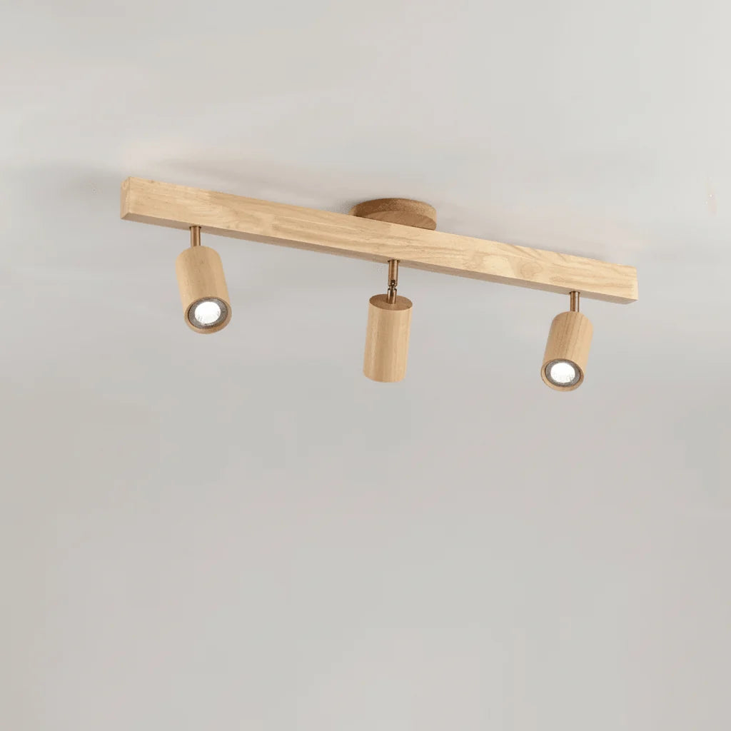 Ceiling Light Solid Wood Adjustable Directional Heads