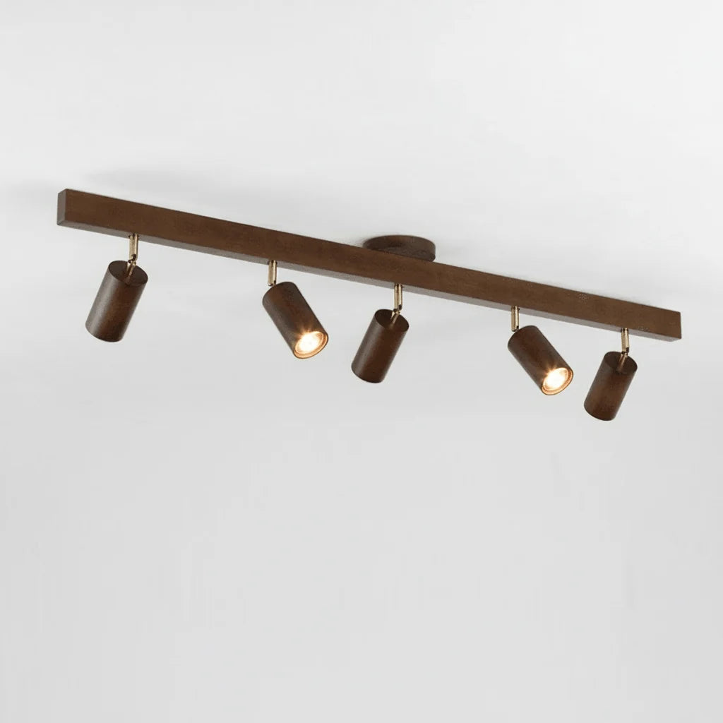 Ceiling Light Solid Wood Adjustable Directional Heads