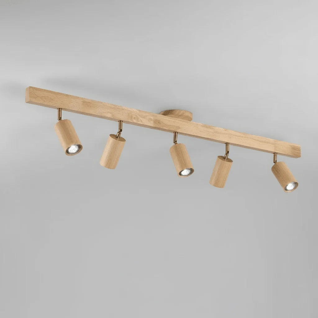 Ceiling Light Solid Wood Adjustable Directional Heads