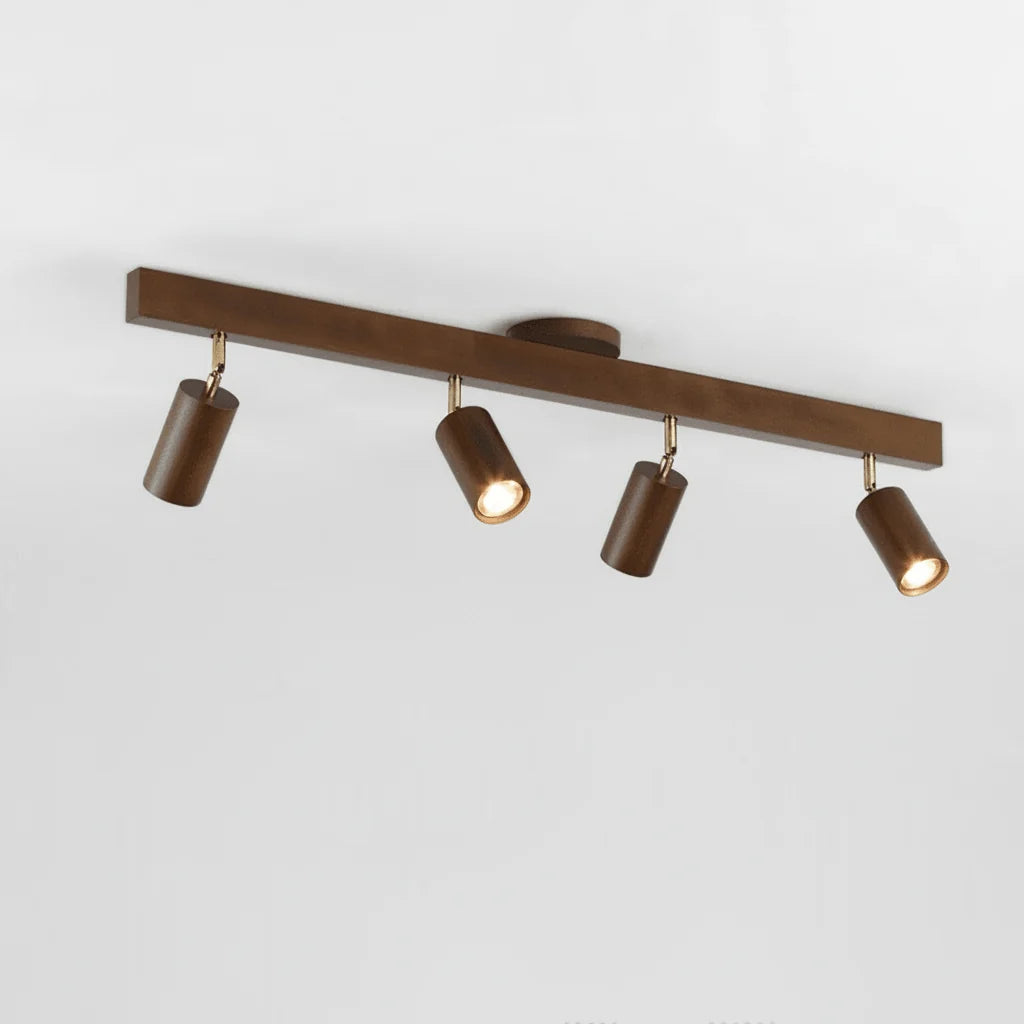 Ceiling Light Solid Wood Adjustable Directional Heads