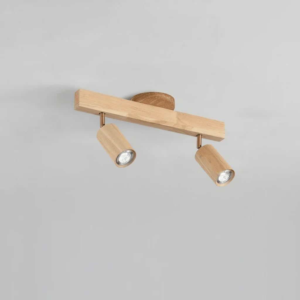 Ceiling Light Solid Wood Adjustable Directional Heads